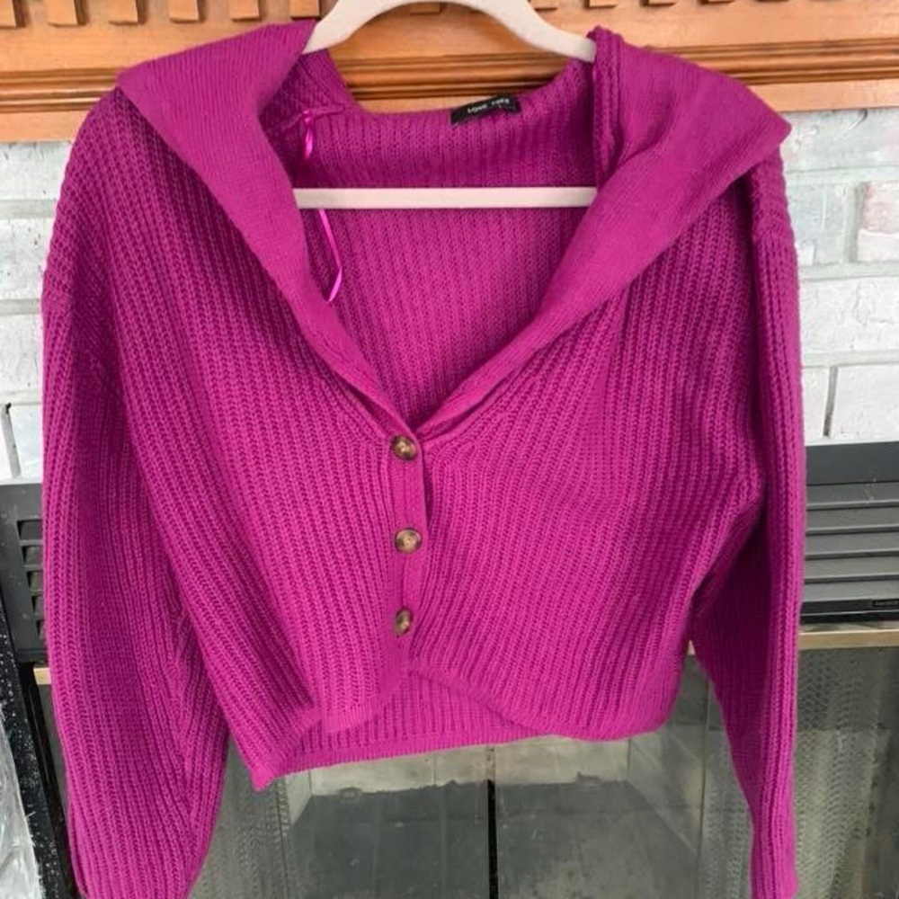 Women's Purple Sweater with Button Detail